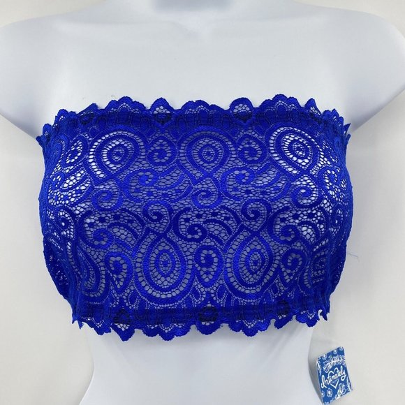 NWT Free People Bright Blue Lace Bandeau Bra Size M/L - Picture 2 of 5